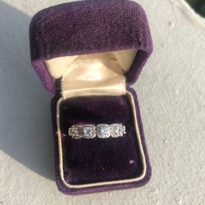 Diamond wedding band halo wedding ring white gold  simulated diamond Everlyrings